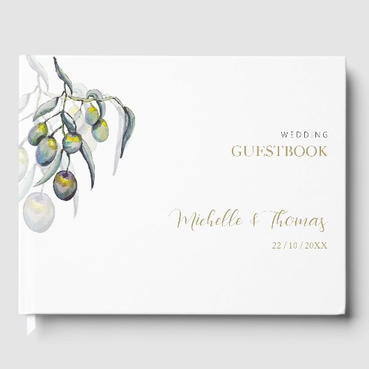 Livre D'or Illustration de l'élégante aquarelle d'olive (Recto)