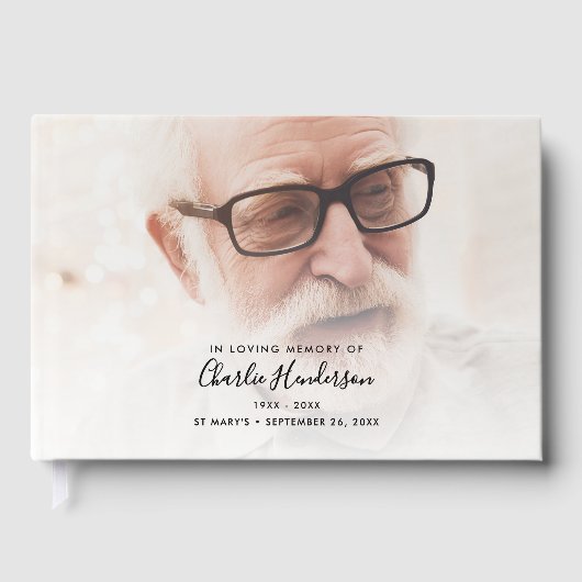 Livre D'or In Loving Memory Elegant Script 2-Photo Guest Book (Recto)