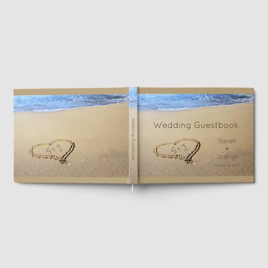 Livre D'or Initiales de mariage de sable de plage (Complet)