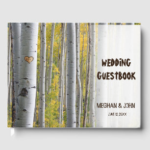 Livre D'or Initiales du coeur de l'arbre à bouleau mariage ru