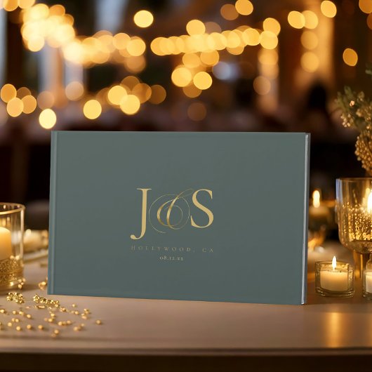 Livre D'or Initiales Mariage Elegance Simple ID1022 vert