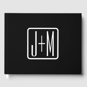 Livre D'or Initiales Monogrammées Modernes Noir & Blanc