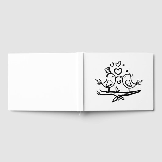 Livre D'or Inséparables Cartoon Lovebirds noir blanc Mariage (Complet)