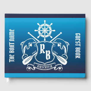 Livre D'or Insigne marin Dauphins Helm Oars Bouclier nautique