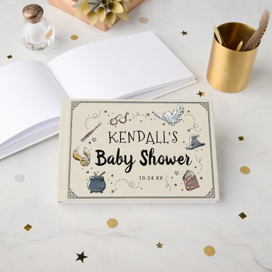 Livre D'or Invitation à une Baby Shower Harry Potter (Recto ouvert)