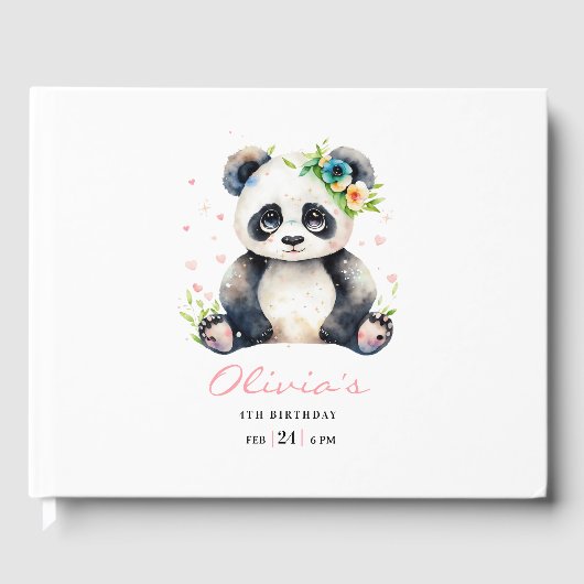 Livre D'or Invitation d'anniversaire Panda, Invitation d'anni (Recto)
