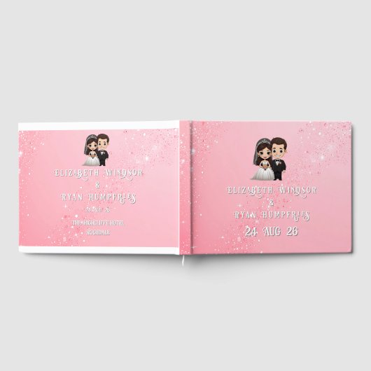 Livre D'or Invitations de mariage rose avec étincelles de dia (Complet)