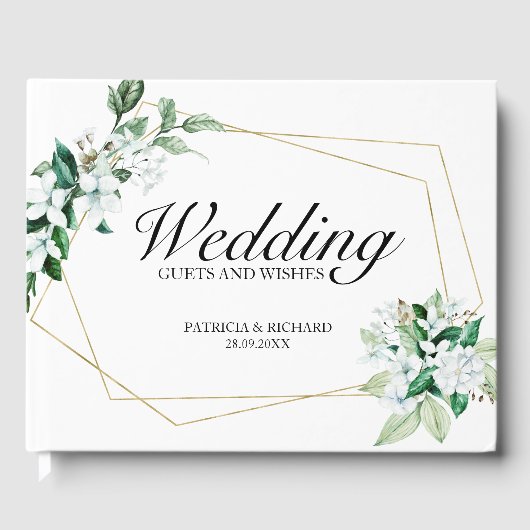 Livre D'or Invités Et Souhaits mariages De Verdure Géométriqu (Recto)