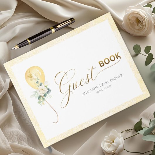 Livre D'or It’s A Boy Baby Shower –Gold Balloon & Greenery
