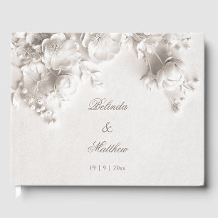 Livre D'or Ivory 3D Roses Florales Mariage