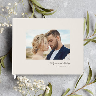 Livre D'or Ivory Elegant Moderne Simple Script Mariage photo