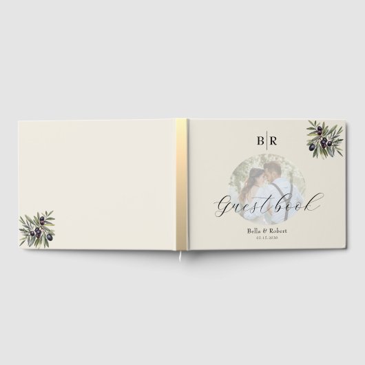 Livre D'or Ivory Olive Photo Monogram Wedding (Complet)