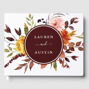 Livre D'or Jardin d'automne Bourgogne Mariage d'aquarelle