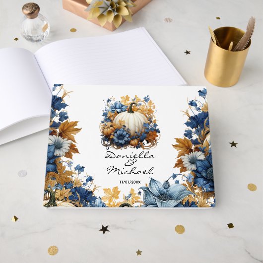 Livre D'or Jardin d'automne élégant Citrouille blanc (Recto ouvert)