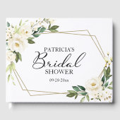 Livre D'or Jardin Géométrique Blanc Fleurs Mariage (Recto)