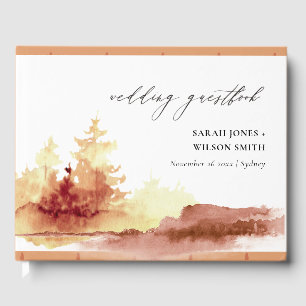 Livre D'or Jaune Burnt Orange Arbres d'automne Mariage de feu