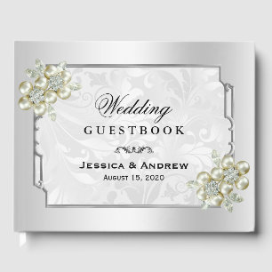 Livre D'or Jeu floral classique, Mariage encadré d'argent