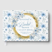 Livre D'or Joli bleu pastel et fleurs dorées pour une baby sh (Recto)
