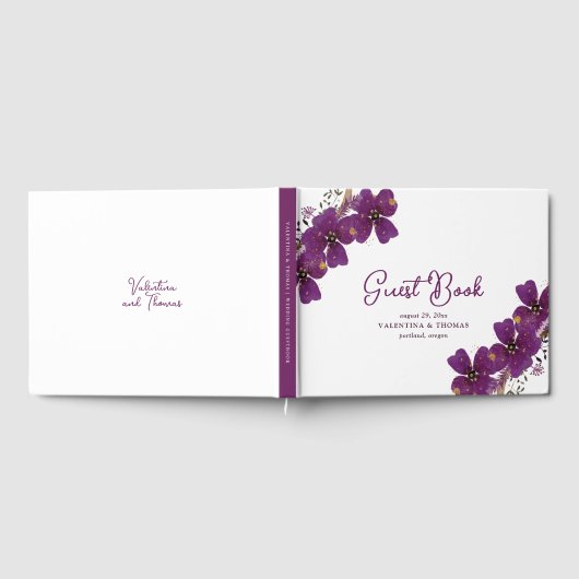 Livre D'or Joli Mariage d'aquarelle violet (Complet)