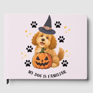 Livre D'or Joli Poodle Sorcière d'Halloween avec Citrouille