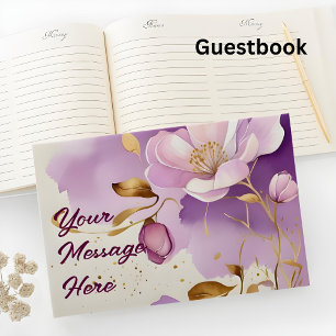 Livre D'or Joli violet or Floral