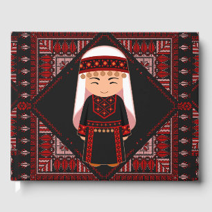 Livre D'or jolie fille palestinienne Broderie rouge tatreez