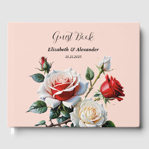 Livre D'or Jolies roses florales roses blanches rouges mariag