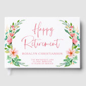 Livre D'or Joyeuse retraite Tropical Floral Script rose (Recto)