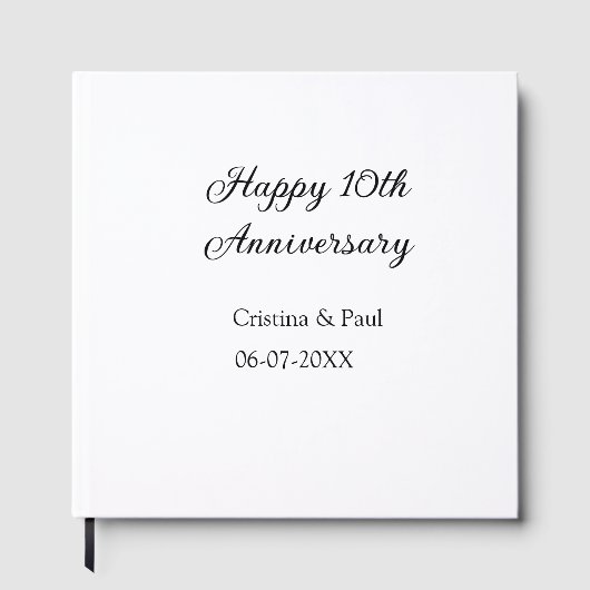 Livre D'or Joyeux 10e anniversaire simple nom de mariage mini (Recto)