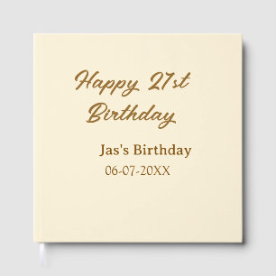 Livre D'or Joyeux 21e anniversaire brun pastel jaune nom date