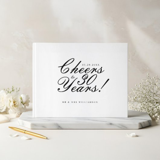 Livre D'or Joyeux à 30 ans Script photo Anniversaire Blanc