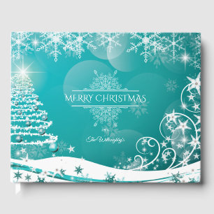 Livre D'or Joyeux Noël Snowflakes Arbre Fleurs & Étoiles