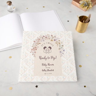 Livre D'or Jumeaux Fantaisistes Garçons Baby Shower Floral LP