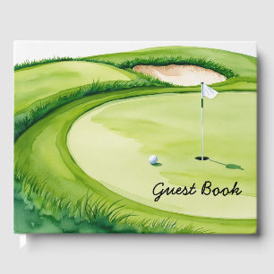 Livre D'or La balle de golf est sur le green de putting 