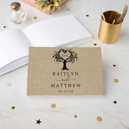 Livre D'or La collection Rustic Heart Tree Mariage (Recto ouvert)