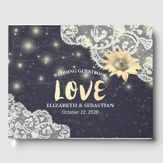 Livre d'or Lace Tournesols et lumières à cordes ma (Recto)