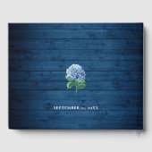 Livre D'or Lanterne Hydrangea Bleue Mariage Bois Navy (Verso)