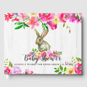 Livre D'or Lapin Lapin Bois Lapin Floral Baby Girl Douche