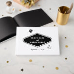 Livre D'or Las Vegas Casino Destination Mariage Noir Blanc<br><div class="desc">Un design mariage à thème unique dessiné à la main par Las Vegas Casino. Destination moderne Las Vegas, Nevada thème mariage avec cartes à jouer, casino de jeux d'argent illustrations à thème. Un mariage Las Vegas noir et blanc design de livres d'hôtes idéal pour les mariages à thème casino. Des...</div>