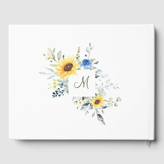 Livre D'or Lavage de mariage élégant tournesol eucalyptus (Verso)