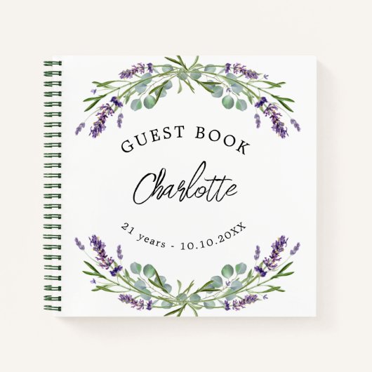 Livre d'or lavande violette eucalyptus (Devant)