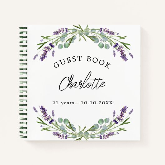 Livre d'or lavande violette eucalyptus (Devant)