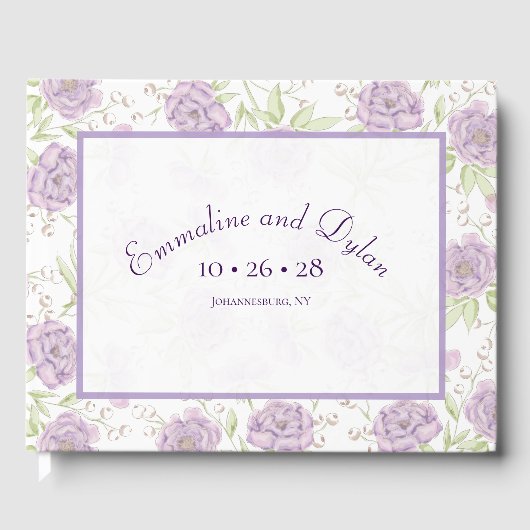 Livre D'or Lavender Purple Rose Wedding (Recto)