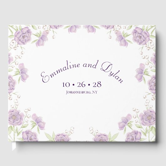 Livre D'or Lavender Purple Rose Wedding (Recto)