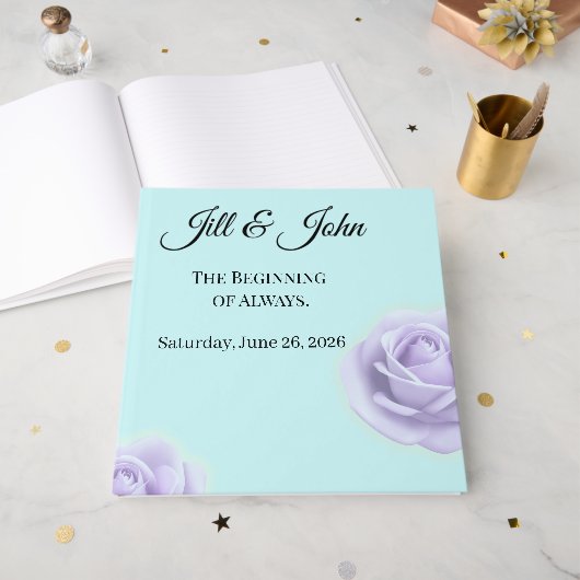 Livre D'or Lavender Rose Wedding Guest Book (Recto ouvert)