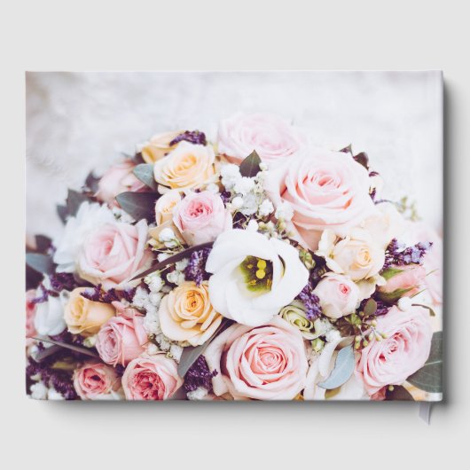 Livre D'or Le Mariage De, Noms & Date, Bouquet Fleur (Verso)