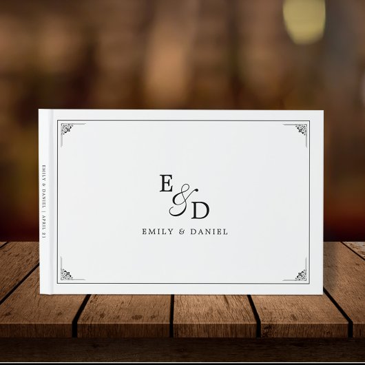 Livre D'or Le Mariage noir et blanc élégant