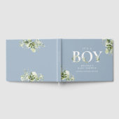 Livre D'or Lettre A Boy Greenery Baby shower bleu Dusty (Complet)