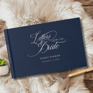 Livre D'or Lettres à la mariée, Moderne, Élégant, Bleu marine