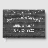 Livre D'or Light String On Gray Dark Wood Wedding Guest Book (Recto)